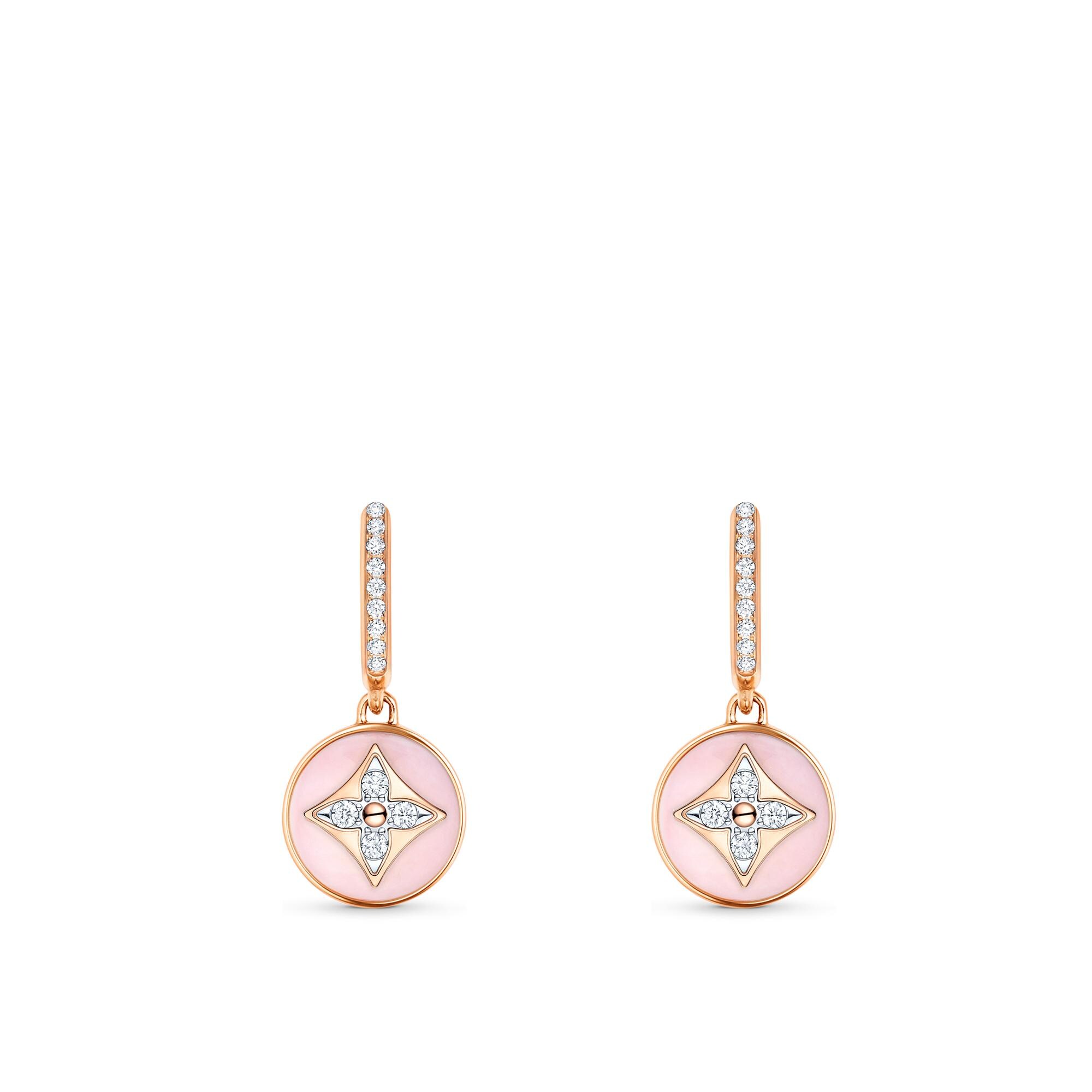 B Blossom Earrings, Pink Gold, White Gold, Pink Opal And Diamonds